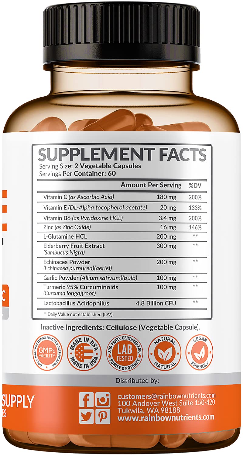 Rainbow Nutrients 10-in-1 Immune Support Supplement - 120 Capsules - image 4