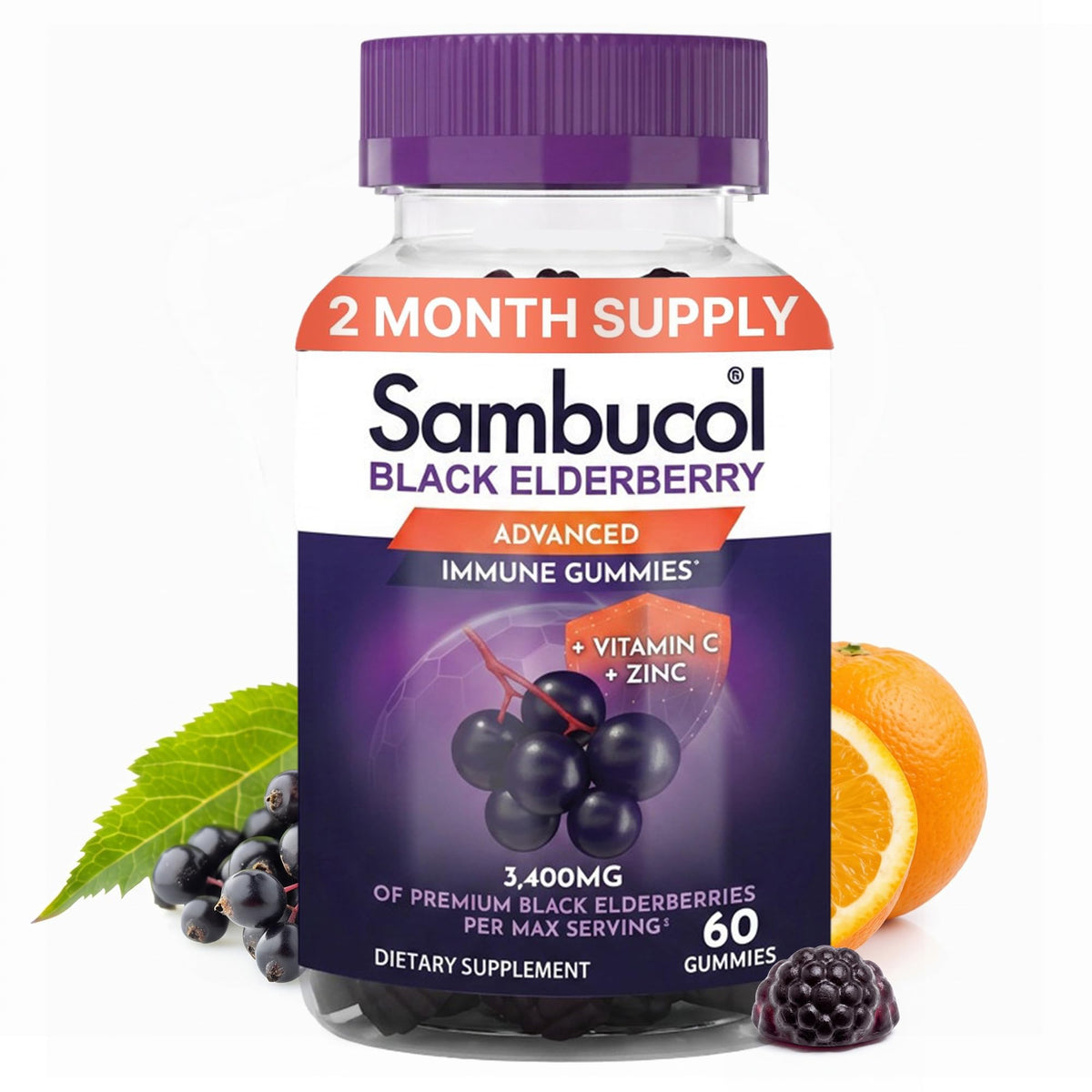 Sambucol Elderberry Gummies Immune Support - 60 Count
