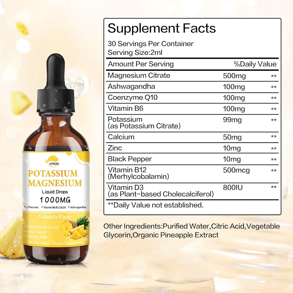 VPKIN Magnesium Liquid Drops 1000mg for Calm & Sleep - 2 FL OZ - image 5