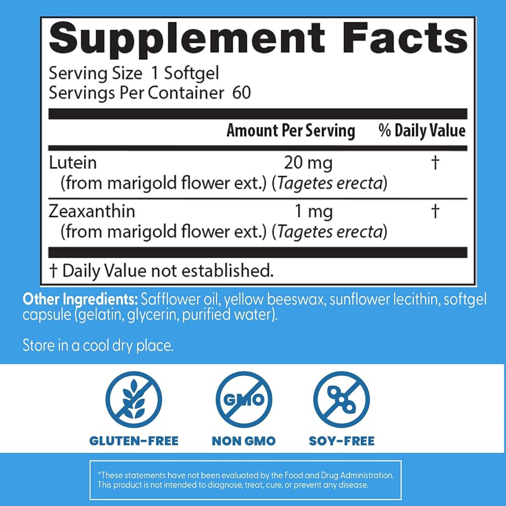 Doctor's BEST Lutein 20mg with Zeaxanthin Eye Health - 60 Softgels - image 3
