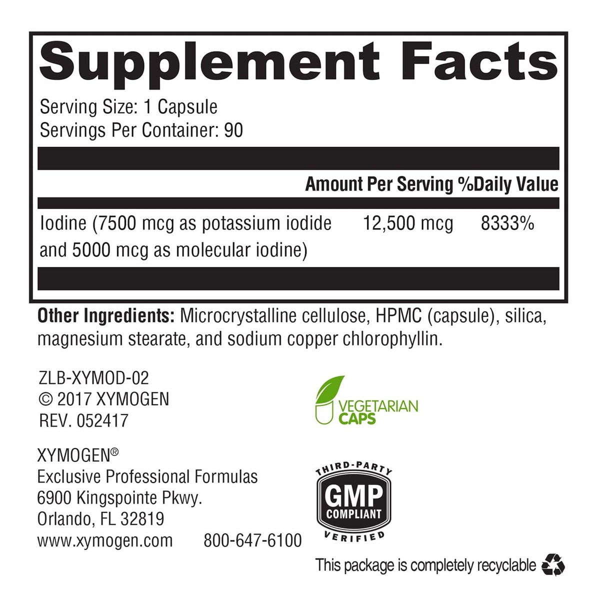 XYMOGEN XymoDine Iodine Support - 90 Capsules - image 2