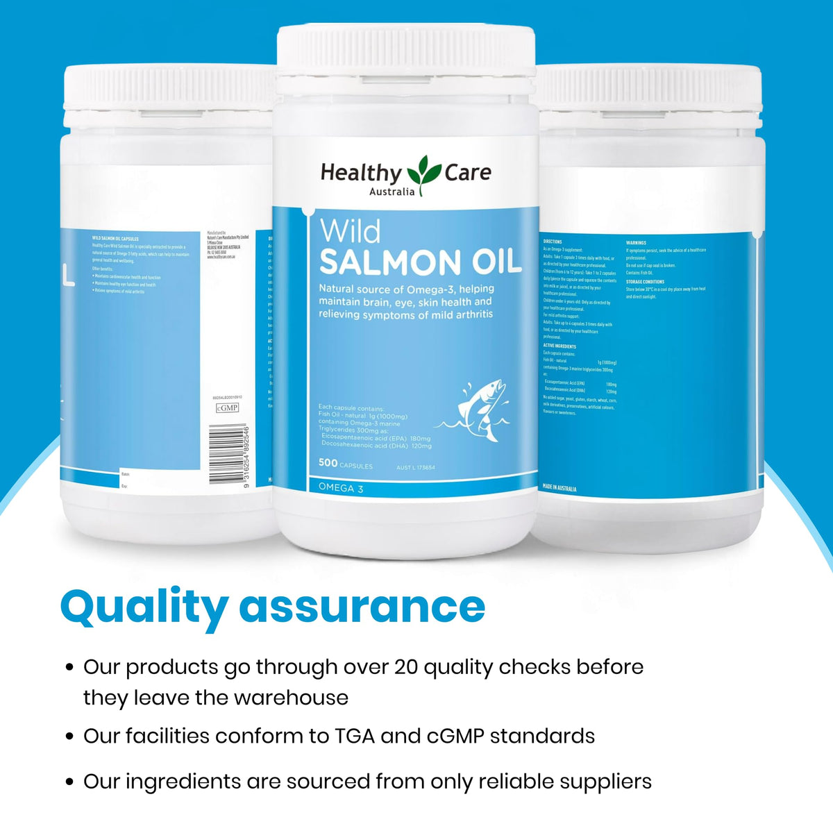 Healthy Care Wild Salmon Oil 1000mg - 500 Capsules - image 7