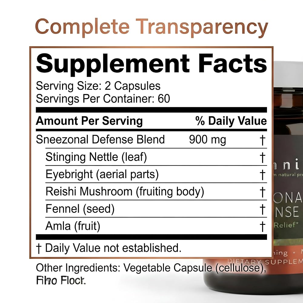 Perennial Sneezonal Defense Allergy Relief Formula - 120 Vegetarian Capsules - image 8