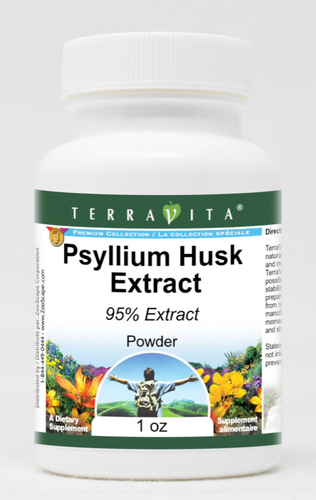 Terravita Psyllium Husk 95% Extract Powder - 1 oz
