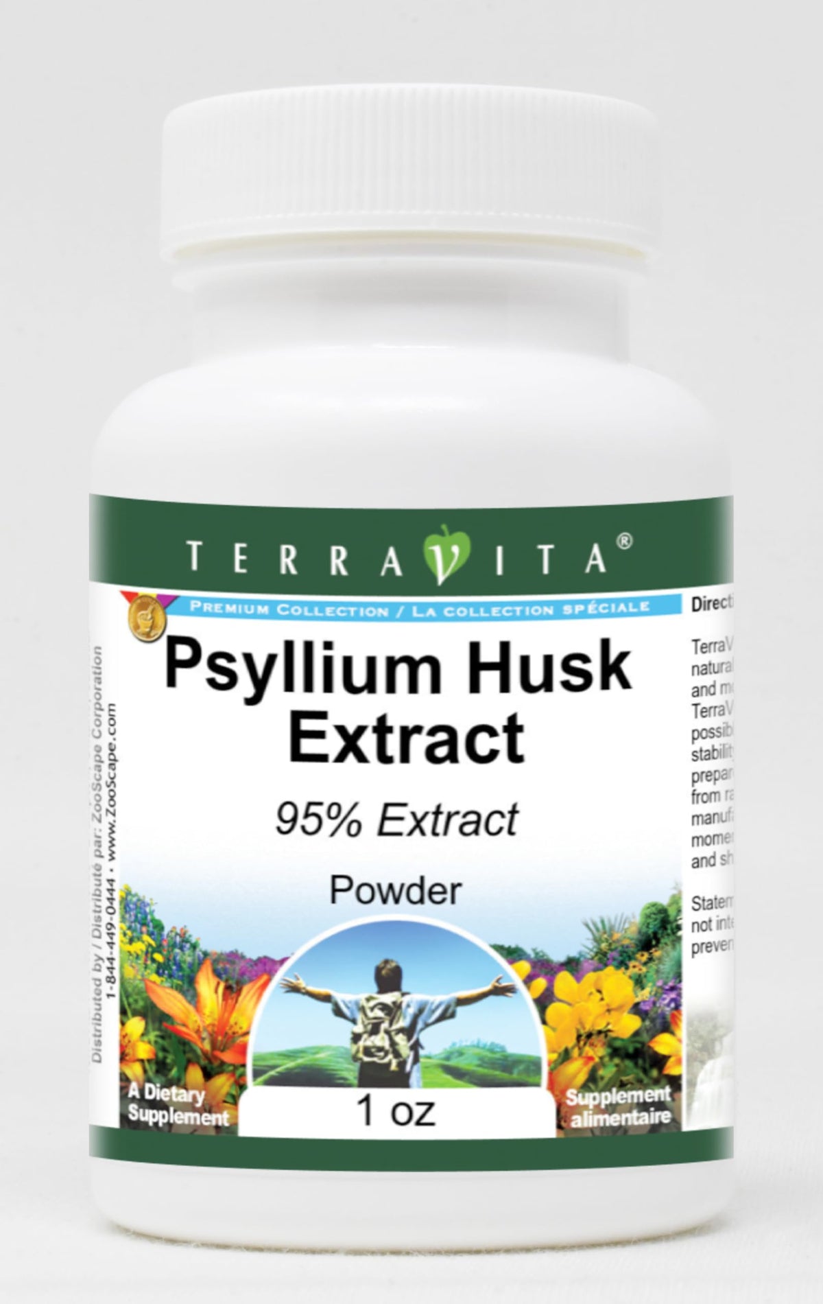 Terravita Psyllium Husk 95% Extract Powder - 1 oz