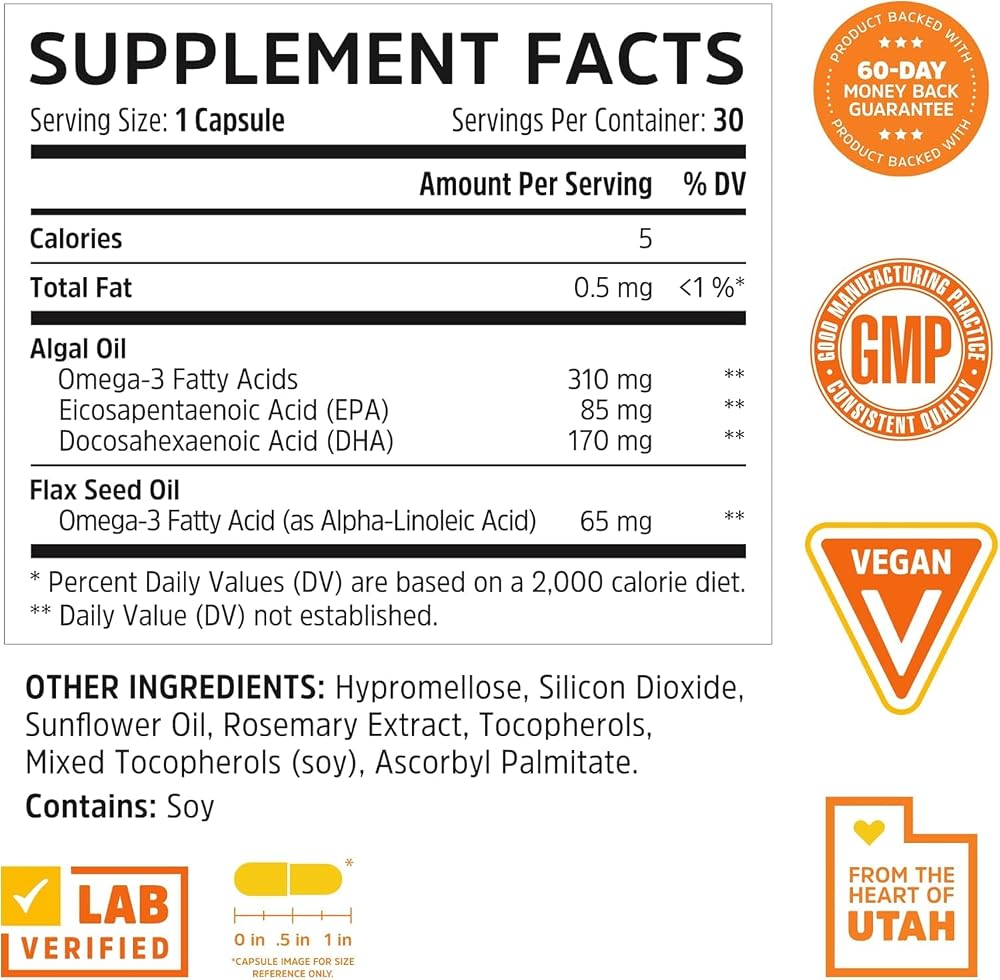 ZHOU Plant-Based Omega 3 Supplement - 30 Vegetarian Capsules - image 3