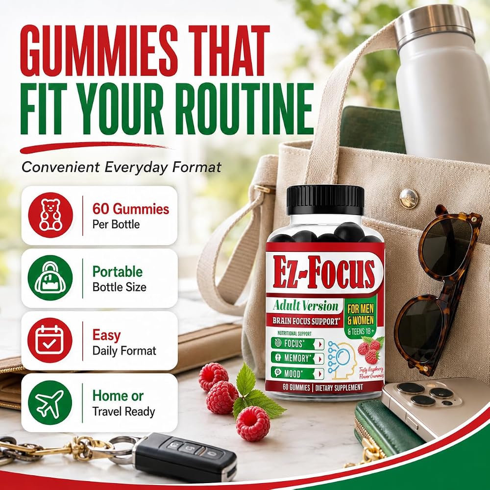 Ez-Focus Lion's Mane Mushroom Gummies for Focus & Memory - 60 Gummies - image 9