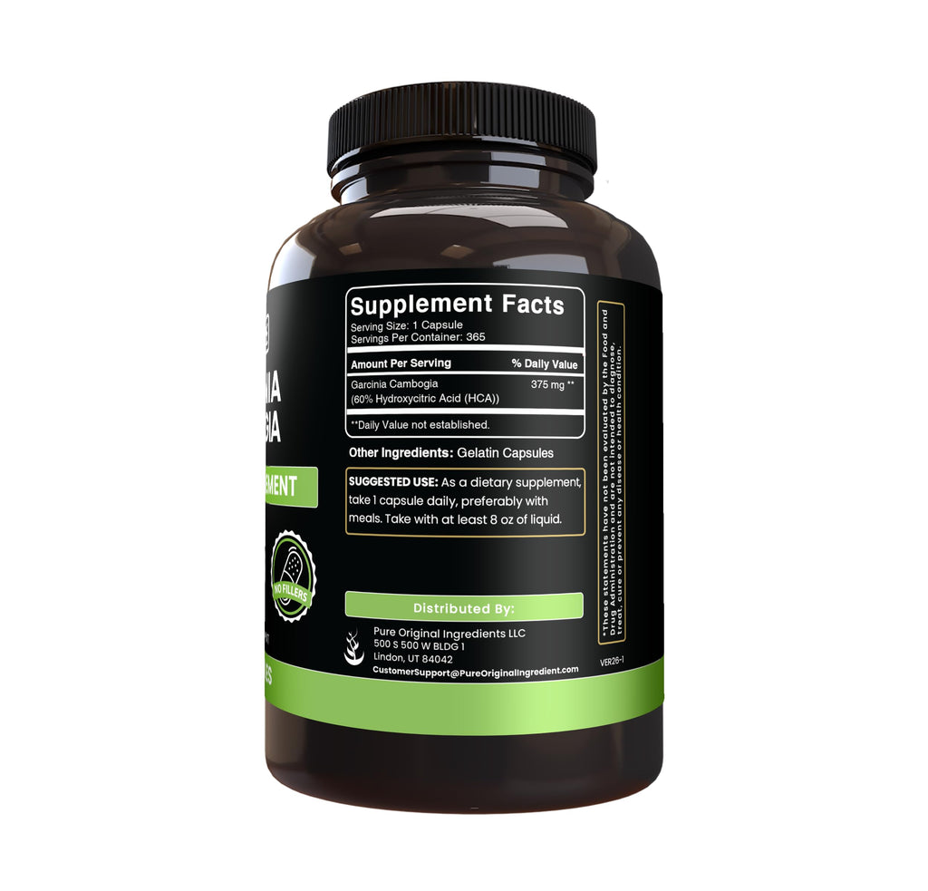 PURE ORIGINAL INGREDIENTS Garcinia Cambogia Extract - 365 Capsules - image 2