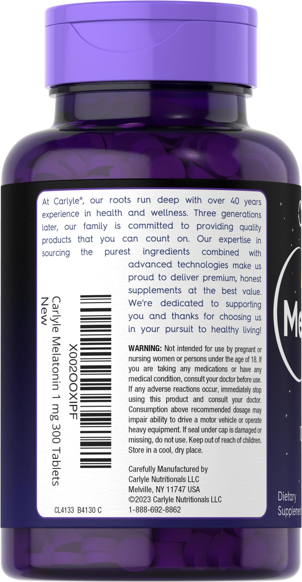 Carlyle Melatonin 1 mg Sleep Support - 300 Tablets - image 3