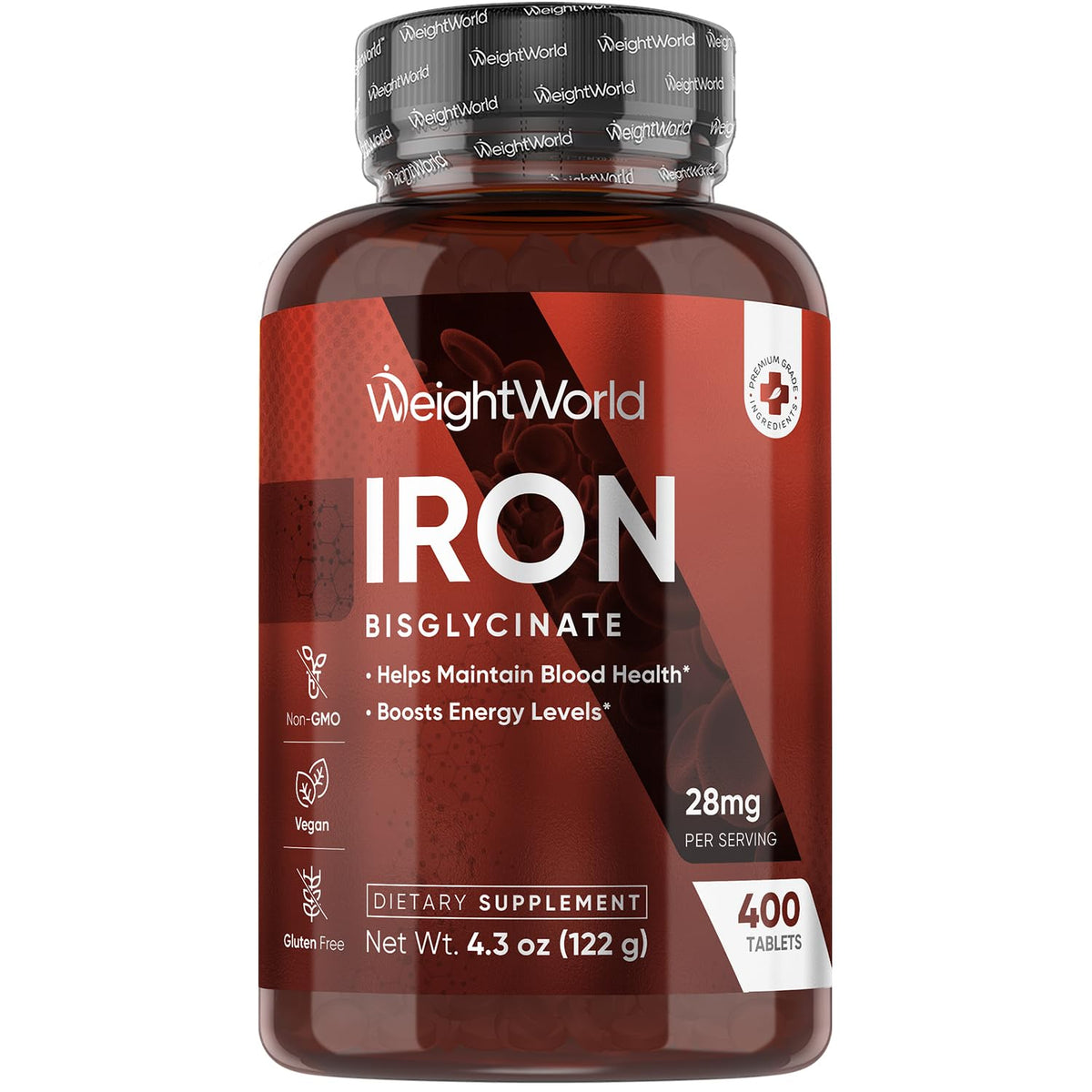 WeightWorld Chelated Iron Pills 28mg - 400 Tablets