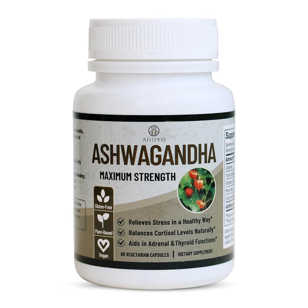AIHIYO Ashwagandha Capsule with Maca & Vitamin D - 60 Capsules