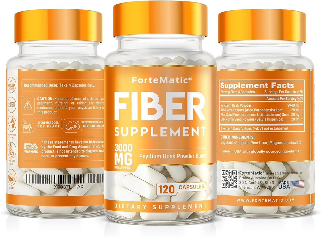 Fortematic Psyllium Husk Capsules 3000mg Digestive Health - 120 Capsules - image 9