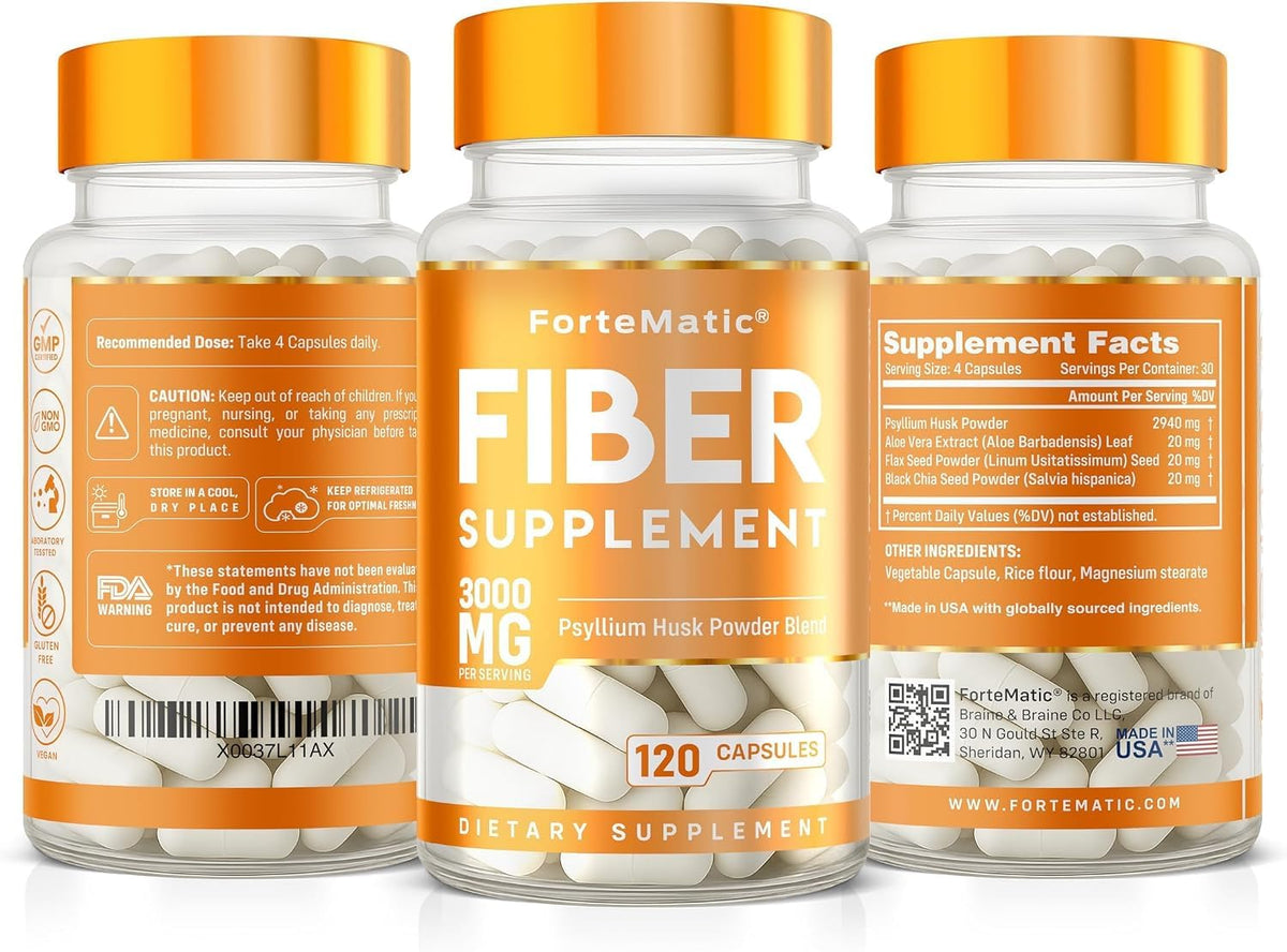 Fortematic Psyllium Husk Capsules 3000mg Digestive Health - 120 Capsules - image 9