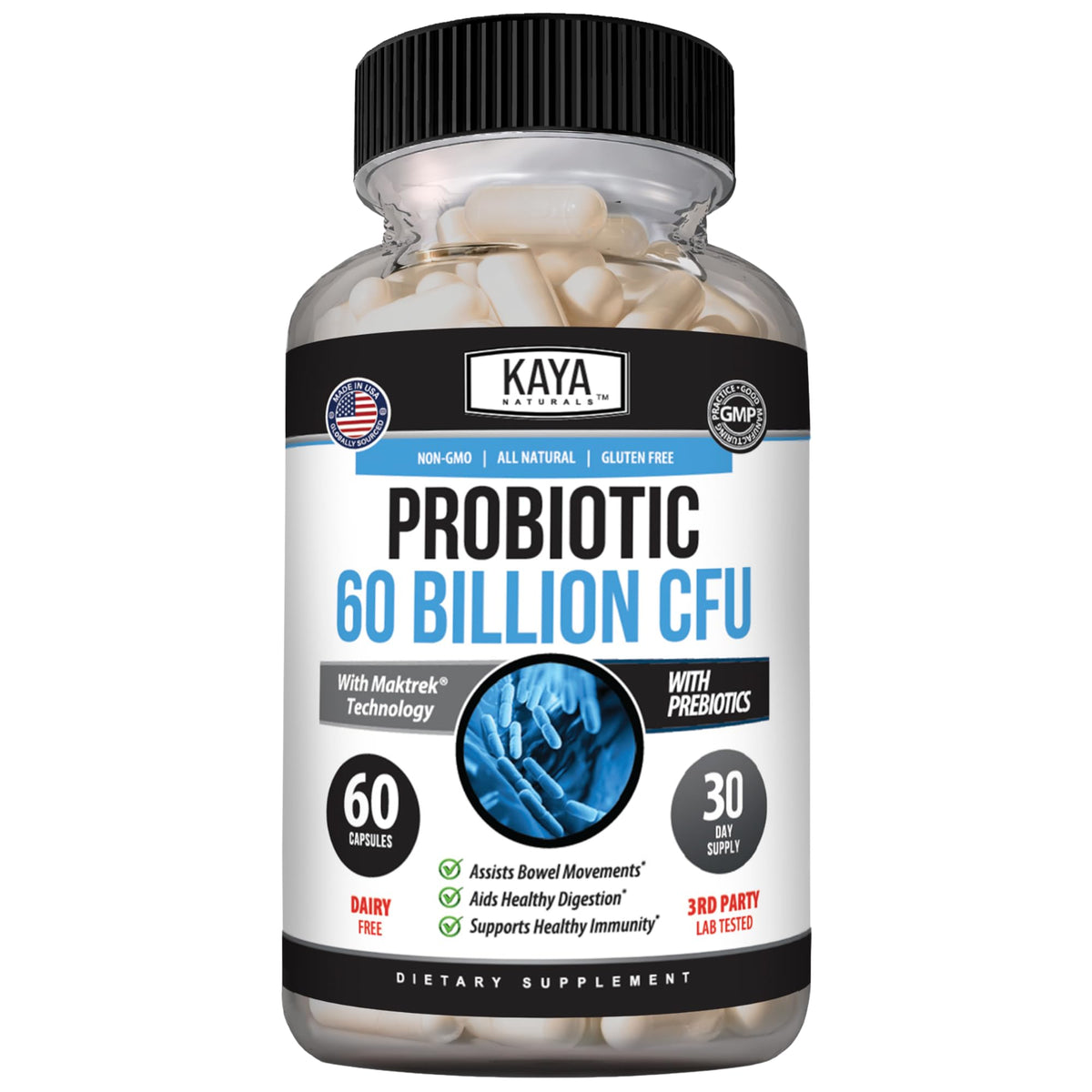 Kaya Naturals Probiotic 60 Billion CFU 4 Strains - 60 Capsules