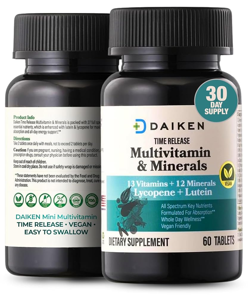 DAIKEN Mini Multivitamin for Women & Men, Time Released, 60 Tablets