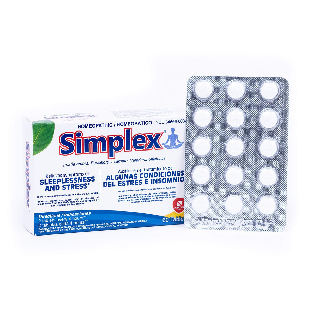 Nartex Simplex Homeopathic Sedative Tablets - 60 Count