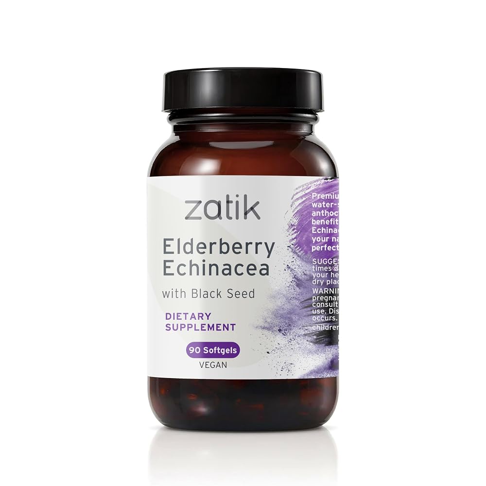 Zatik Naturals Elderberry Echinacea Black Seed Oil - 90 Softgels