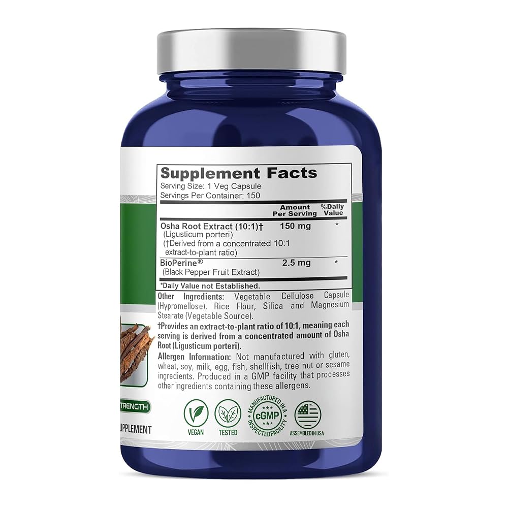 NusaPure Osha Root 1500mg Extract - 150 Vegetarian Capsules - image 2