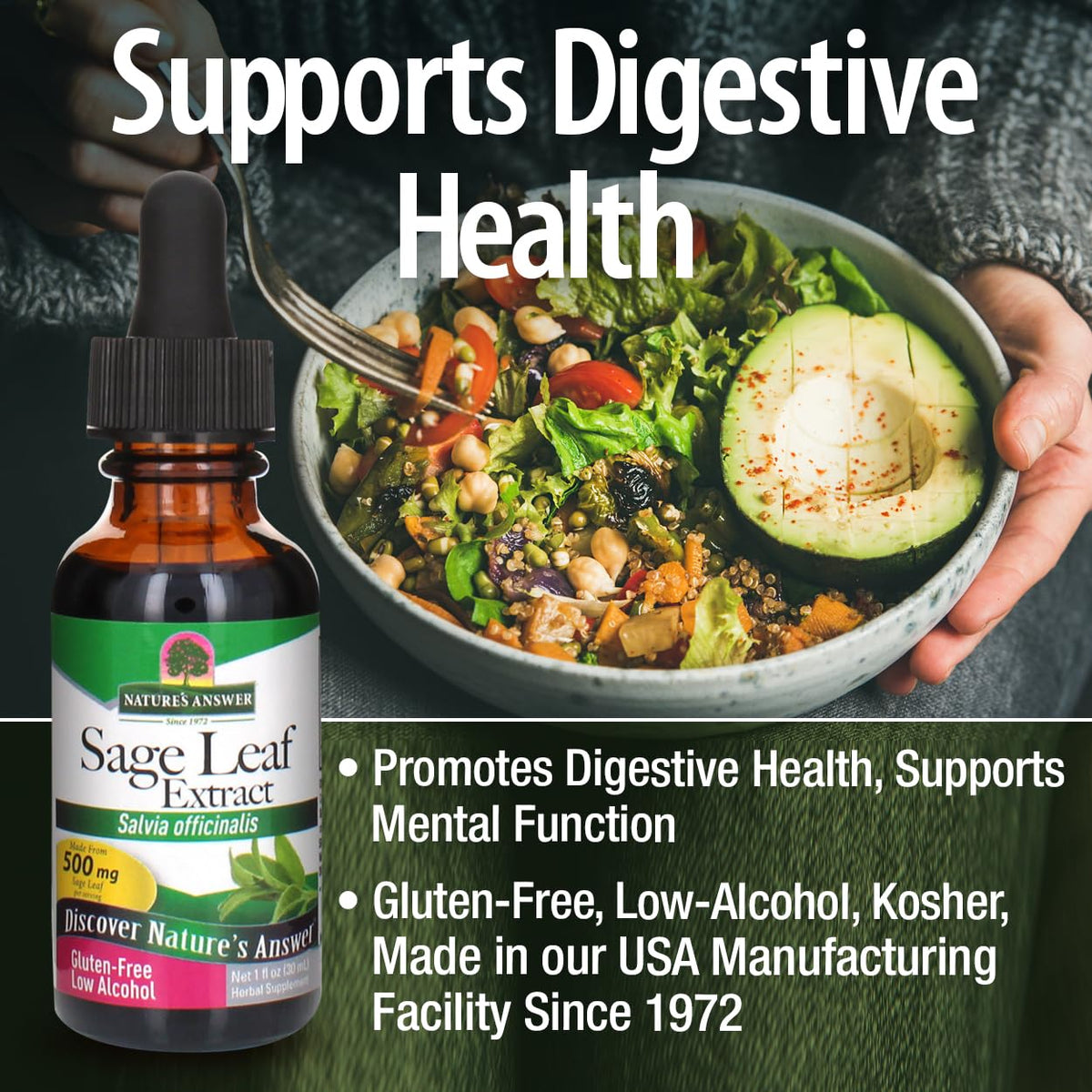 Nature's Answer Sage Leaf Organic Liquid Extract - 1 fl oz - image 3