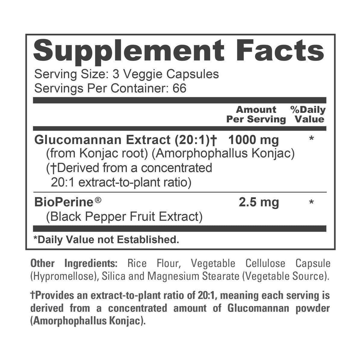 NusaPure Glucomannan Konjac Root 1000mg - 200 Vegetarian Capsules - image 4