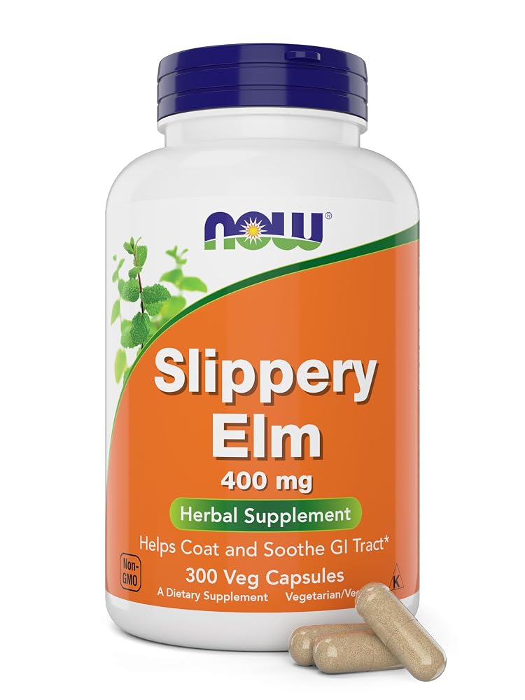 NOW Foods Slippery Elm 400 mg - 300 Vegetarian Capsules