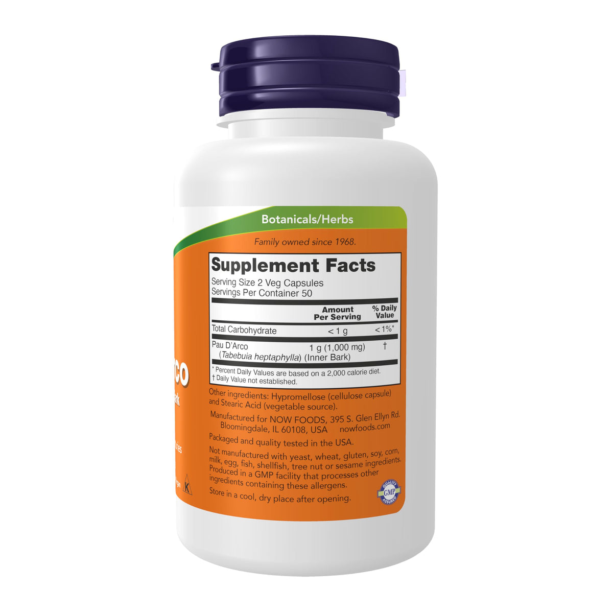 NOW Pau D'Arco 500 mg Herbal Support - 100 Vegetarian Capsules - image 2