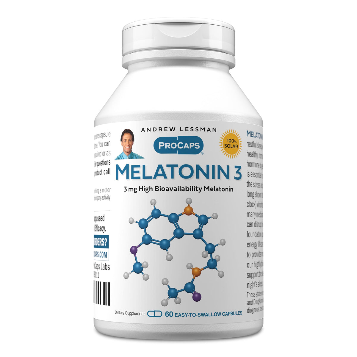ANDREW LESSMAN Melatonin-3 mg - Capsules - Physiologically Balanced