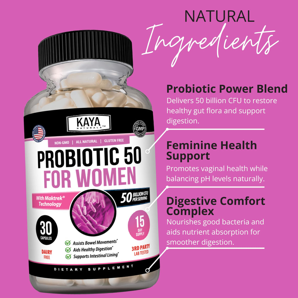 Kaya Naturals Womens Probiotic 50 Billion CFU
