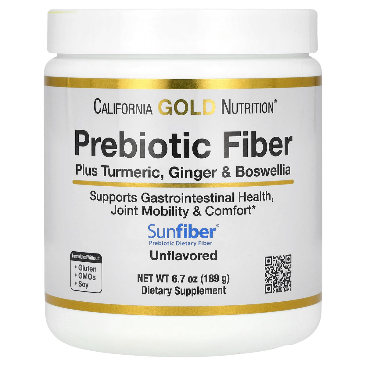 California Gold Nutrition Prebiotic Fiber Plus Turmeric Powder - 6.7 oz