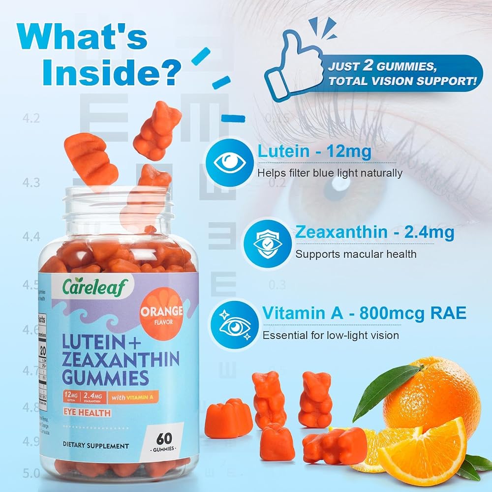 careleaf Vegan Lutein and Zeaxanthin Gummies for Eye Health - 60 Gummies - image 5