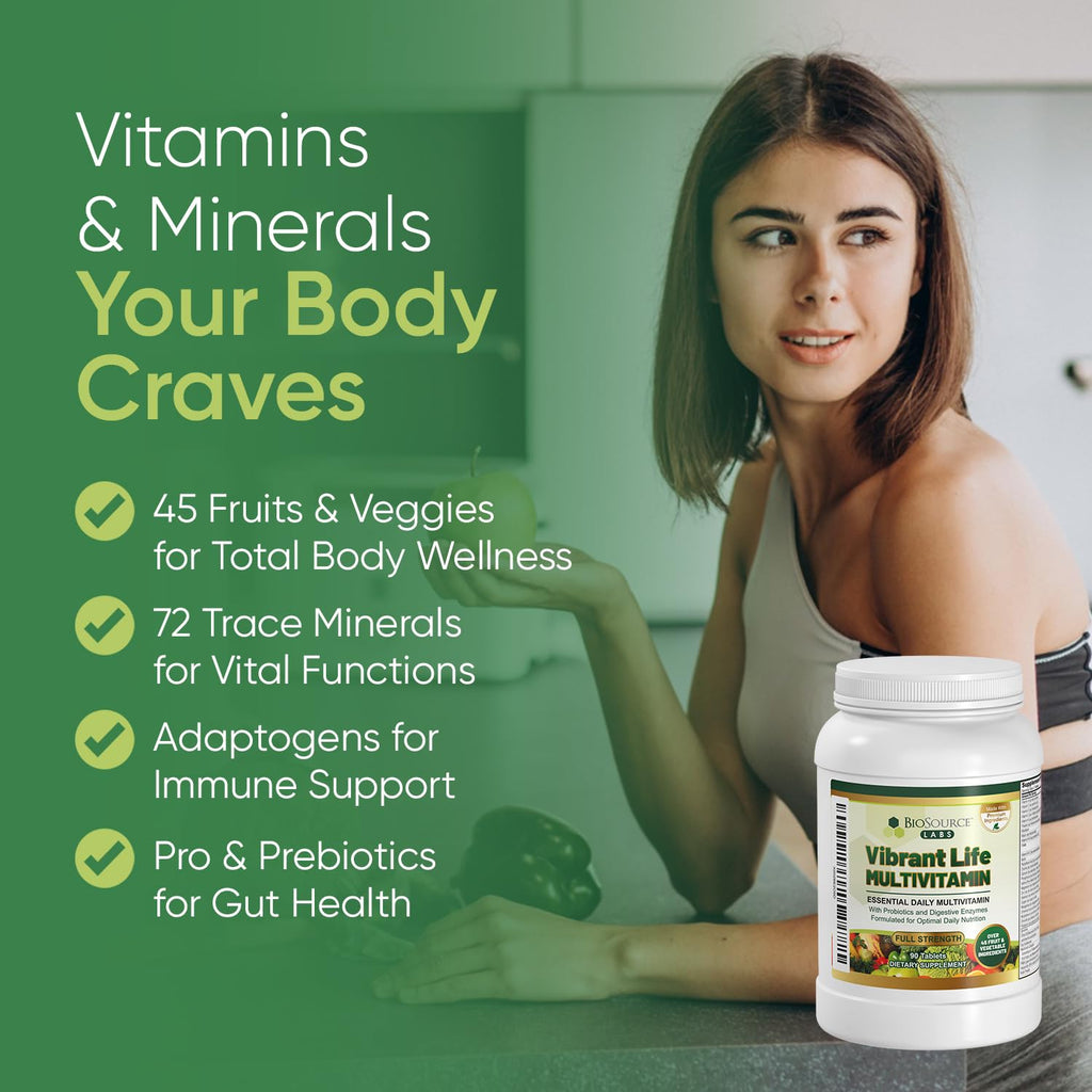 BioSource Labs Vibrant Life Multivitamin with Probiotics - 90 Tablets - image 5