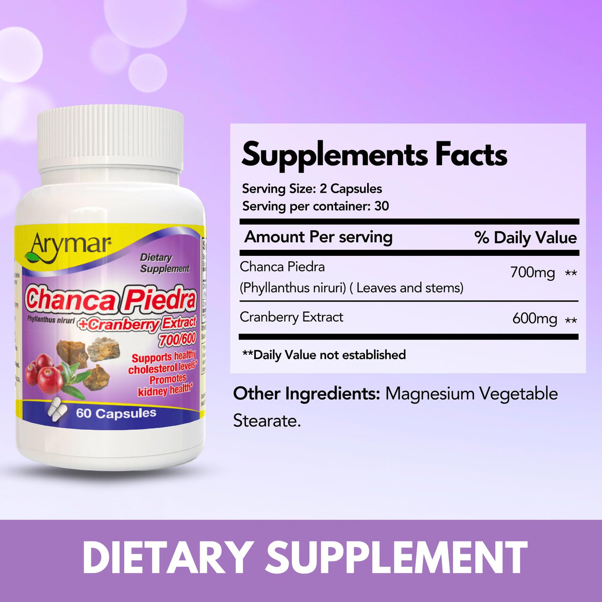 Arymar Chanca Piedra with Cranberry Herbal Support - 60 Capsules - image 4