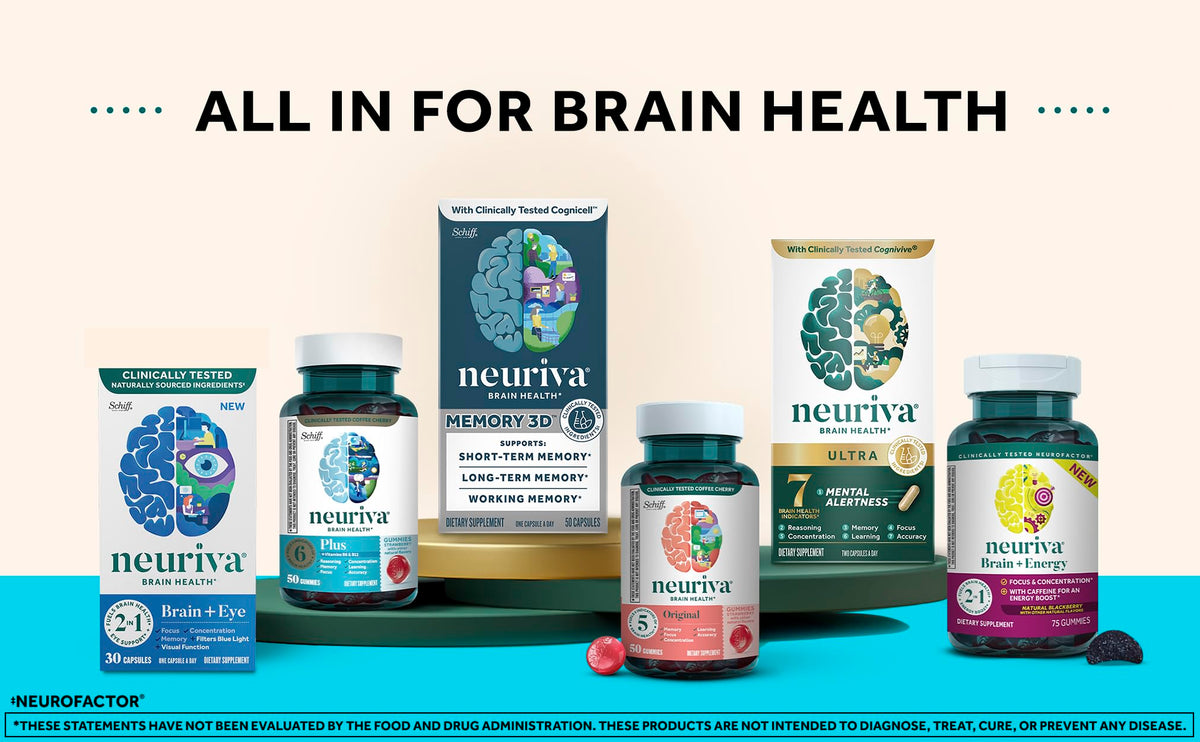 NEURIVA Plus Brain Supplement for Memory and Focus, 30 Capsules