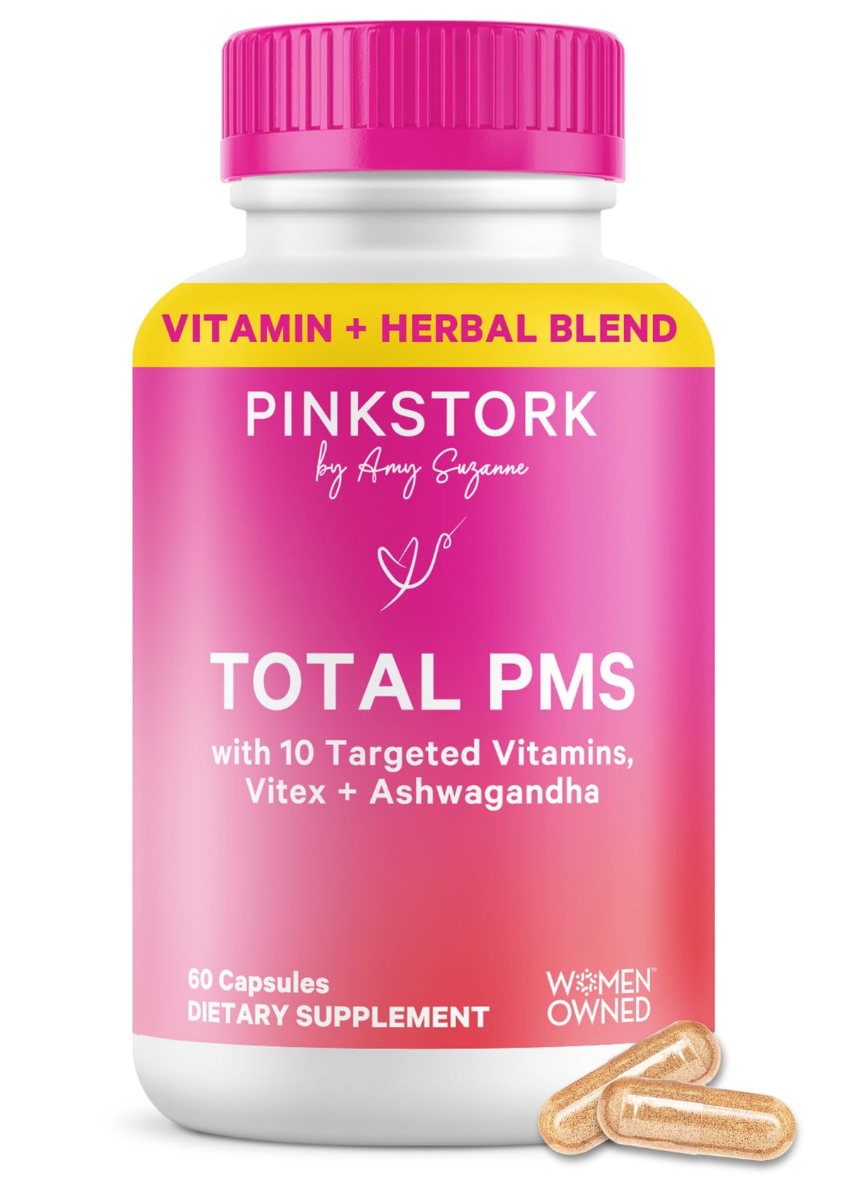 Pink Stork PMS Supplement for Women, Hormone Balance Support - 60 Capsules