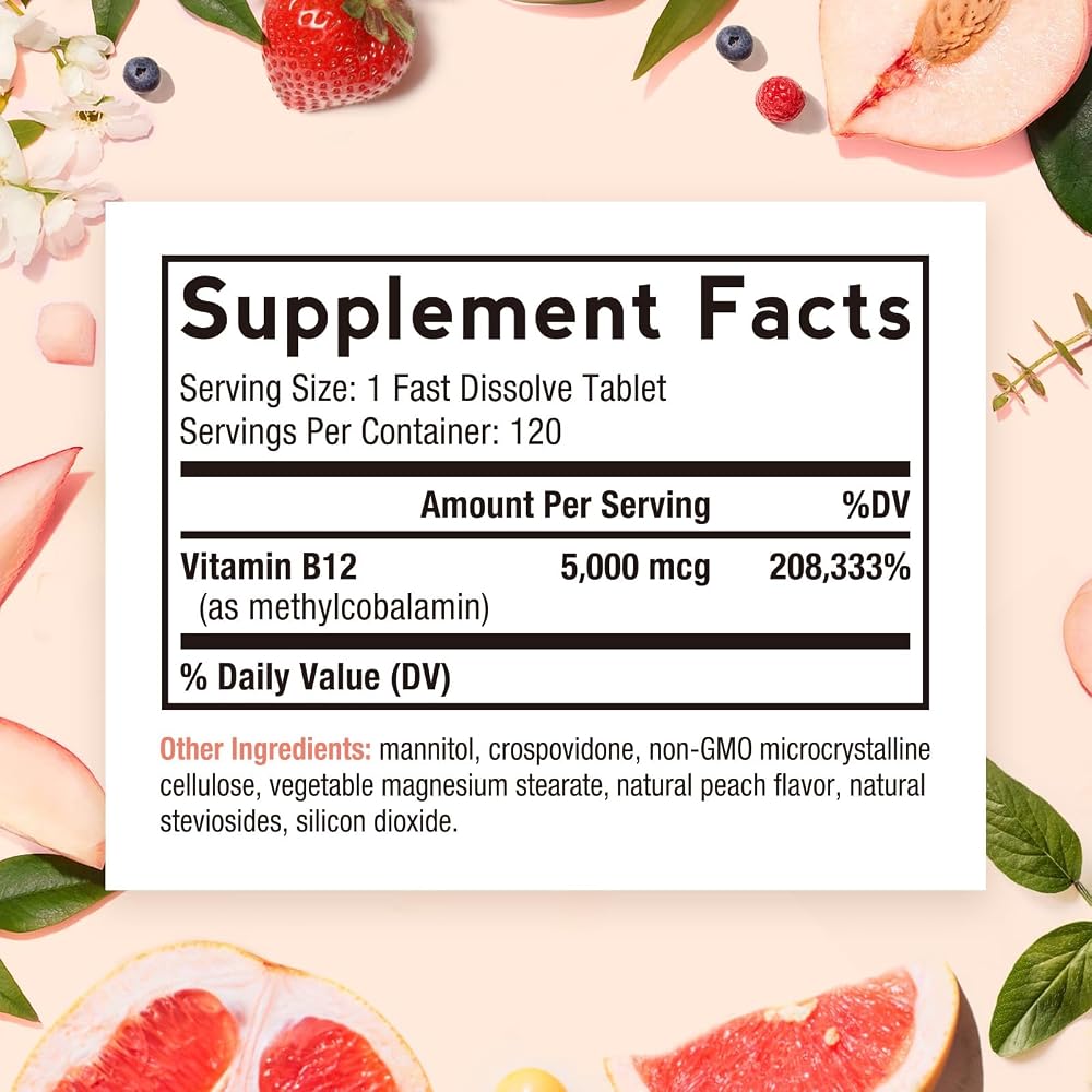 Doctor's Recipes Vitamin B12 Sublingual Methylcobalamin 5000 mcg - 120 Tablets - image 2
