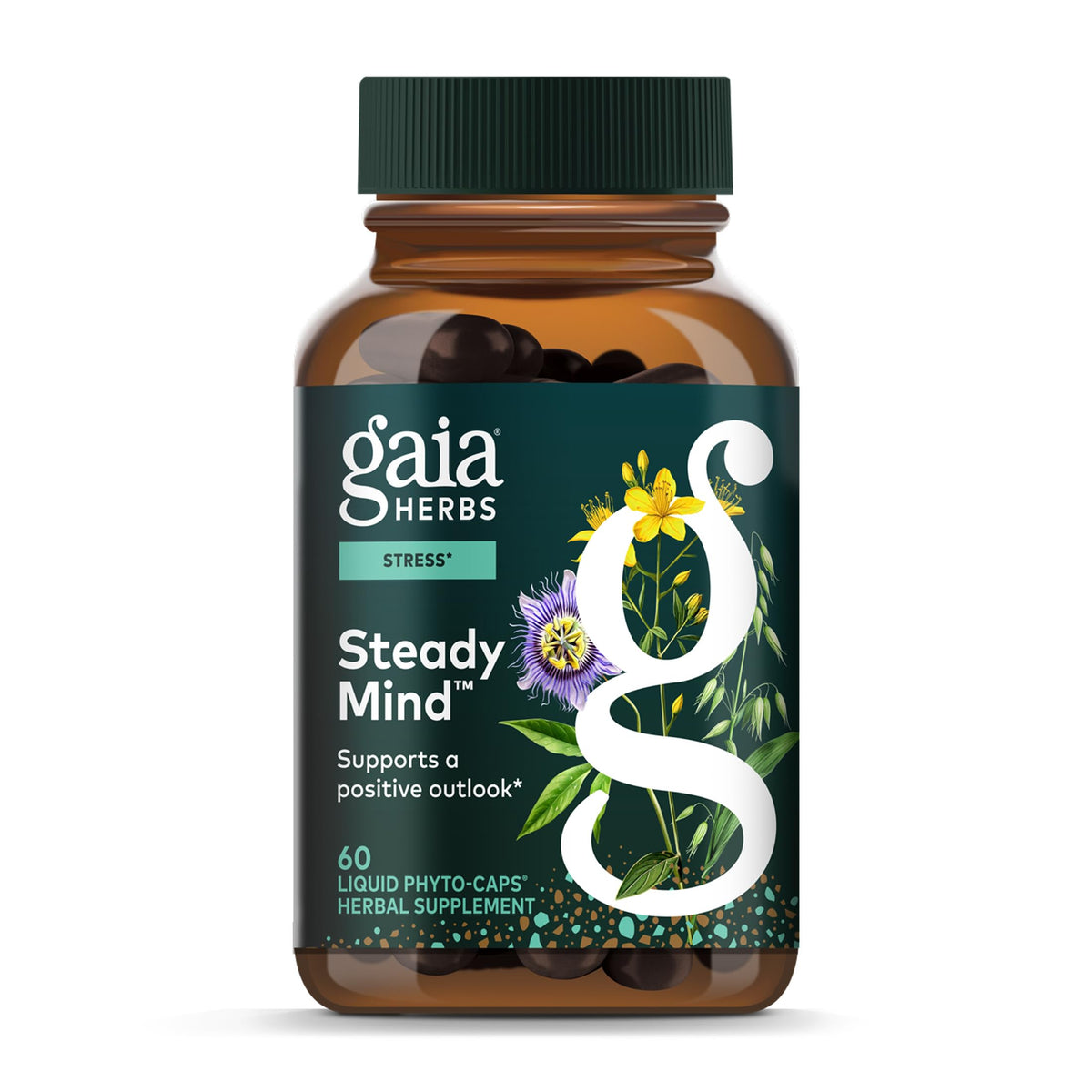 Gaia Herbs Steady Mind Herbal Supplement - 60 Vegan Capsules
