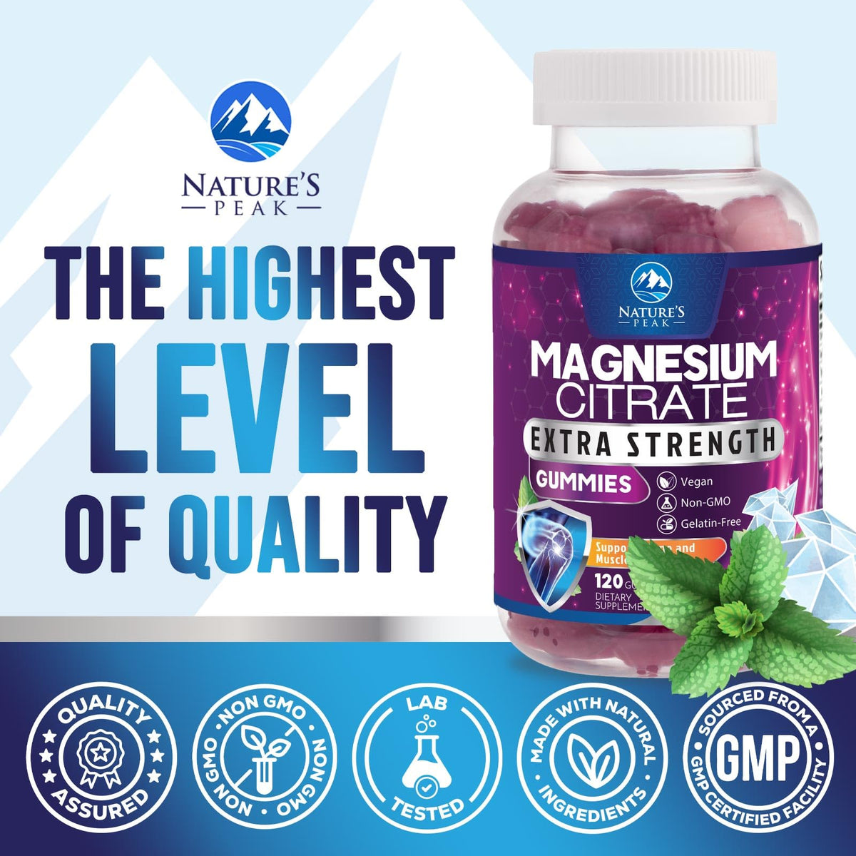 Nature's Peak Magnesium Citrate Gummies - High Absorption Magnesium