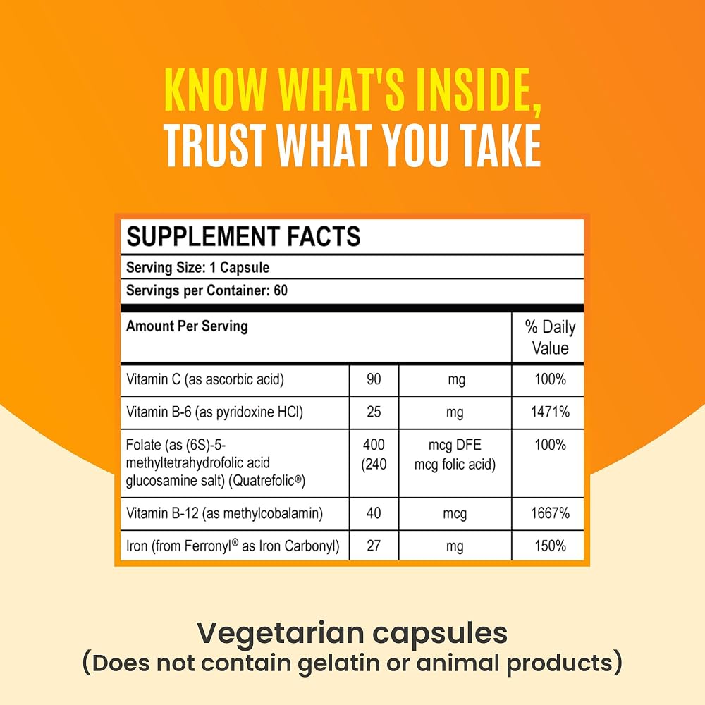 NutritiPure Iron Complex with Carbonyl Iron & B Vitamins - 60 Capsules - image 5
