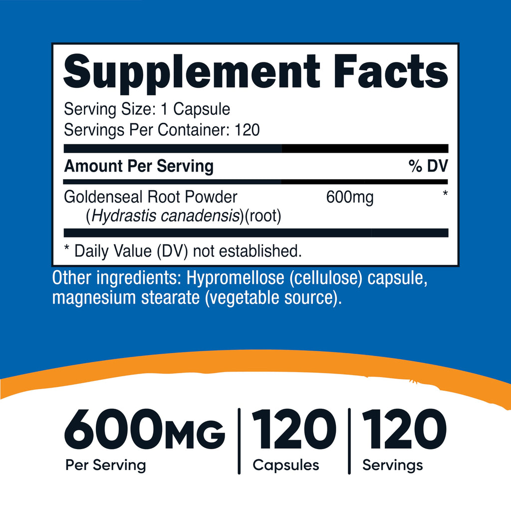 Nutricost Goldenseal Root 600mg - 120 Capsules - image 2