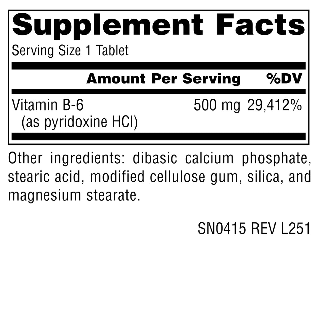 Source Naturals Vitamin B-6 500 mg - 50 Tablets - image 2