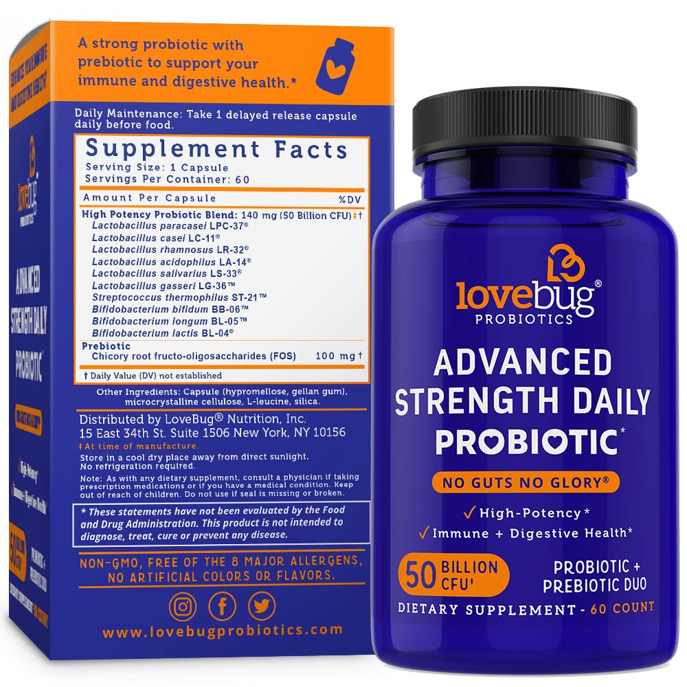 LOVEBUG Probiotic and Prebiotic Digestive Health Supplement - 60 Capsules - image 2