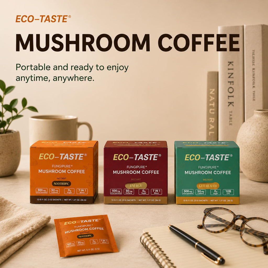 ECO-TASTE Mushroom Coffee, Instant Coffee with Magic Mushrooms