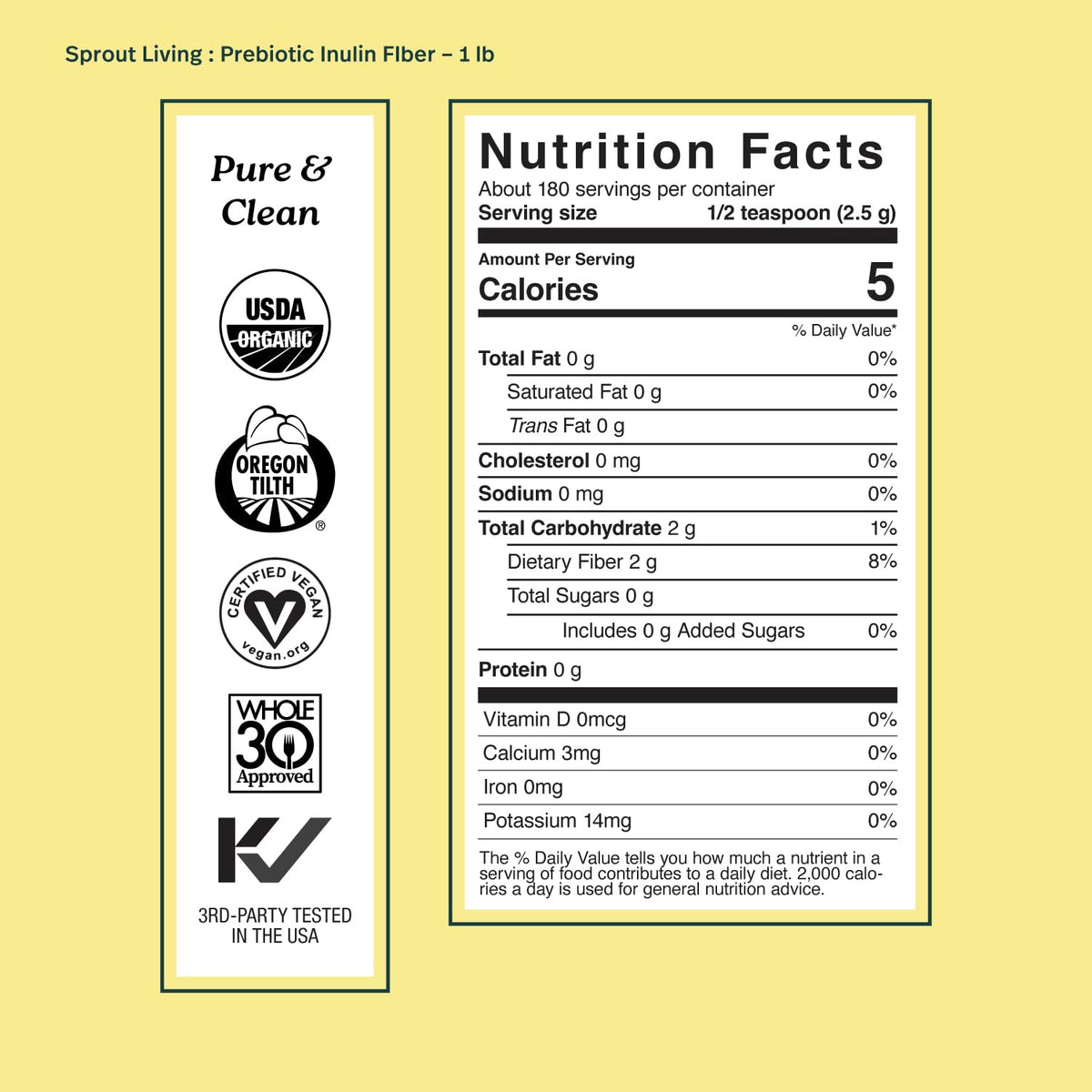 Sprout Living Organic Inulin with FOS Prebiotic Powder - 1 lb - image 5