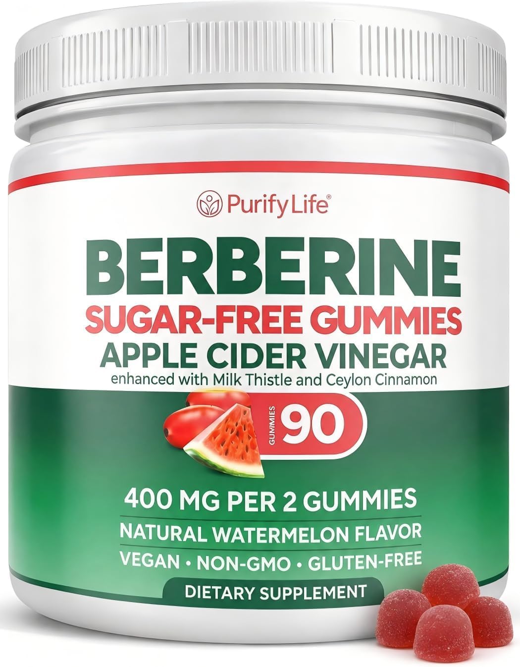 Purify Life Sugar-Free Berberine Gummies with Cinnamon - 90 Count