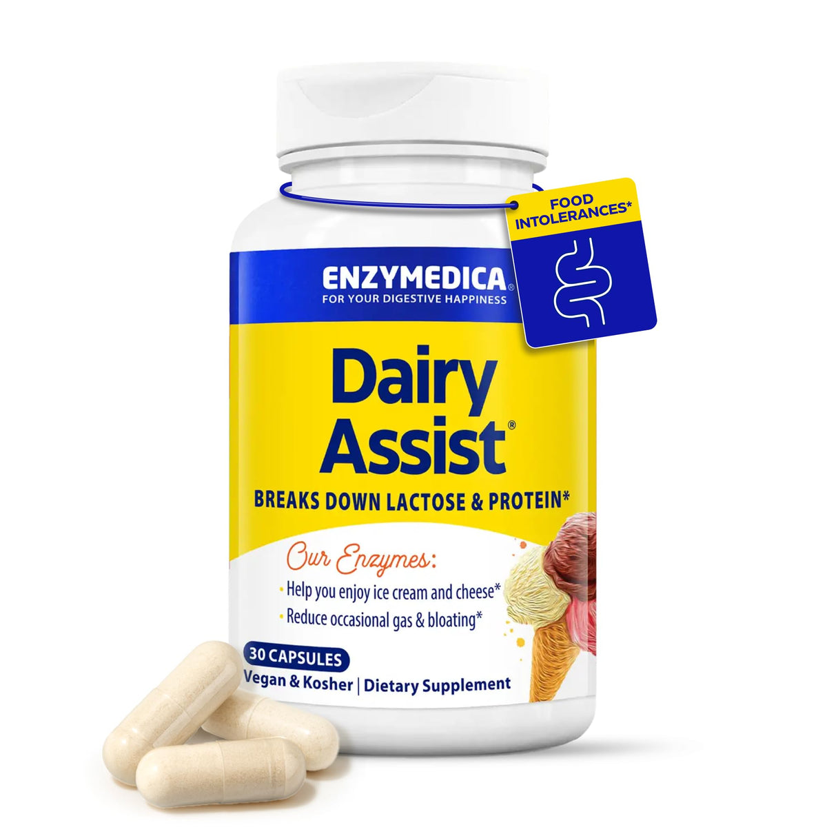 Enzymedica DailyAssist Digestive Enzymes for Dairy - 30 Capsules