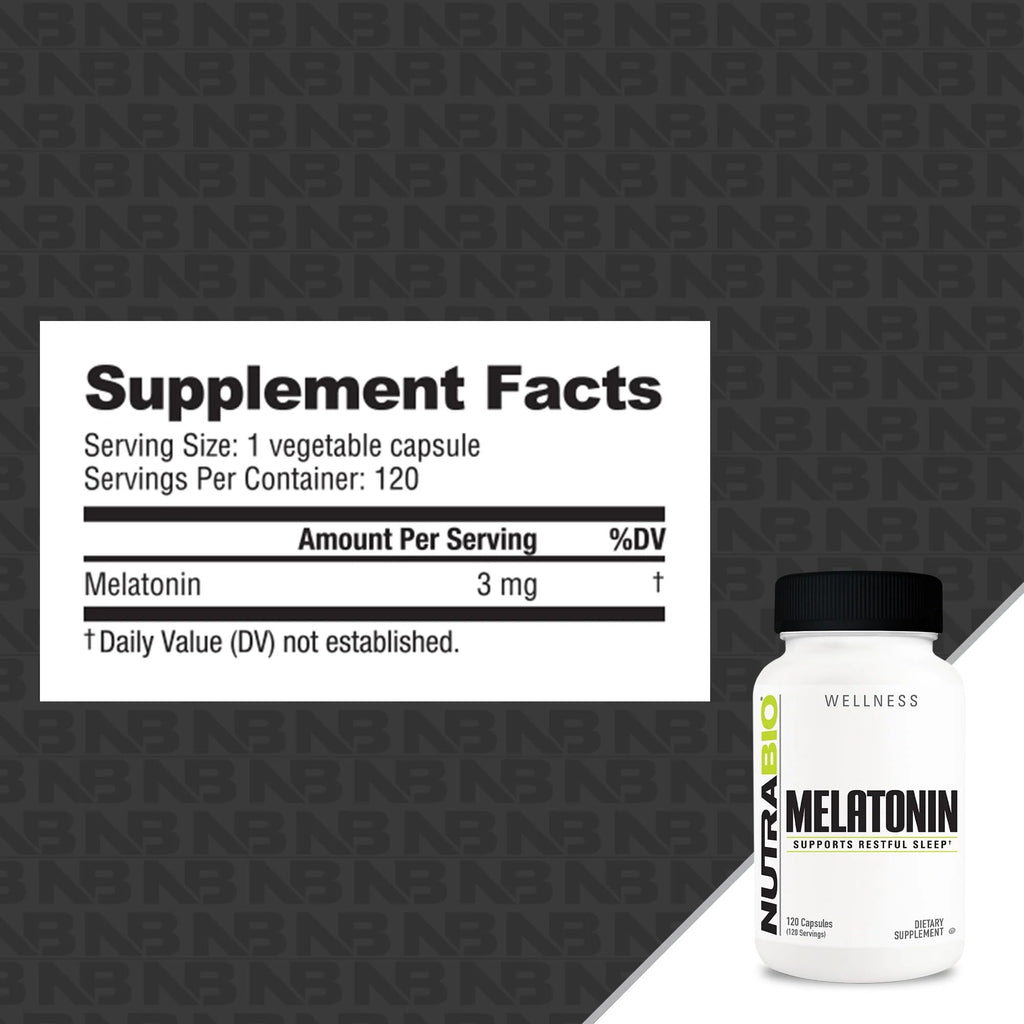 NutraBio Melatonin Sleep Aid 3mg - 120 Capsules - image 2