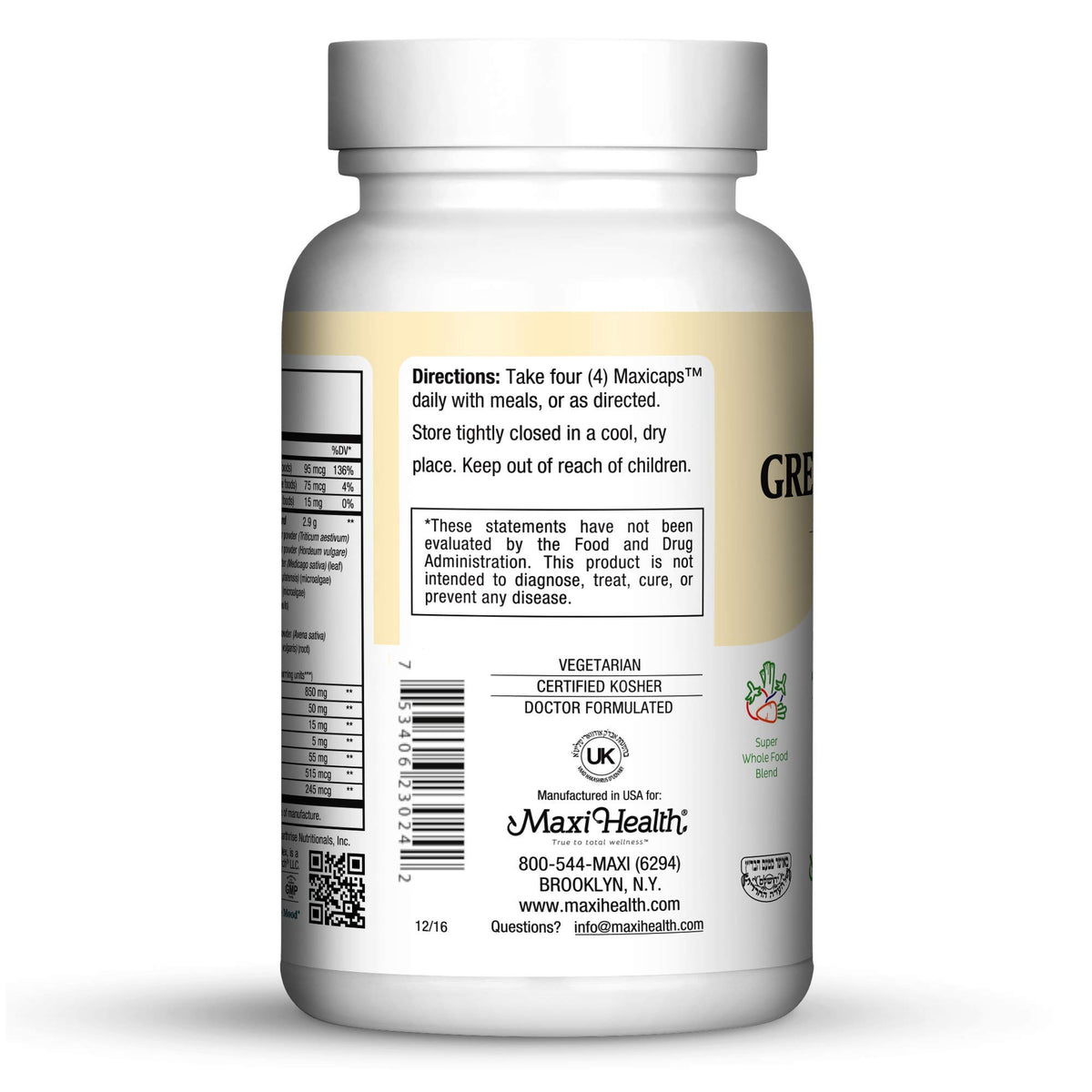 Maxi Health Super Greens Supplement for Energy & Immune Support - 240 Capsules - image 3
