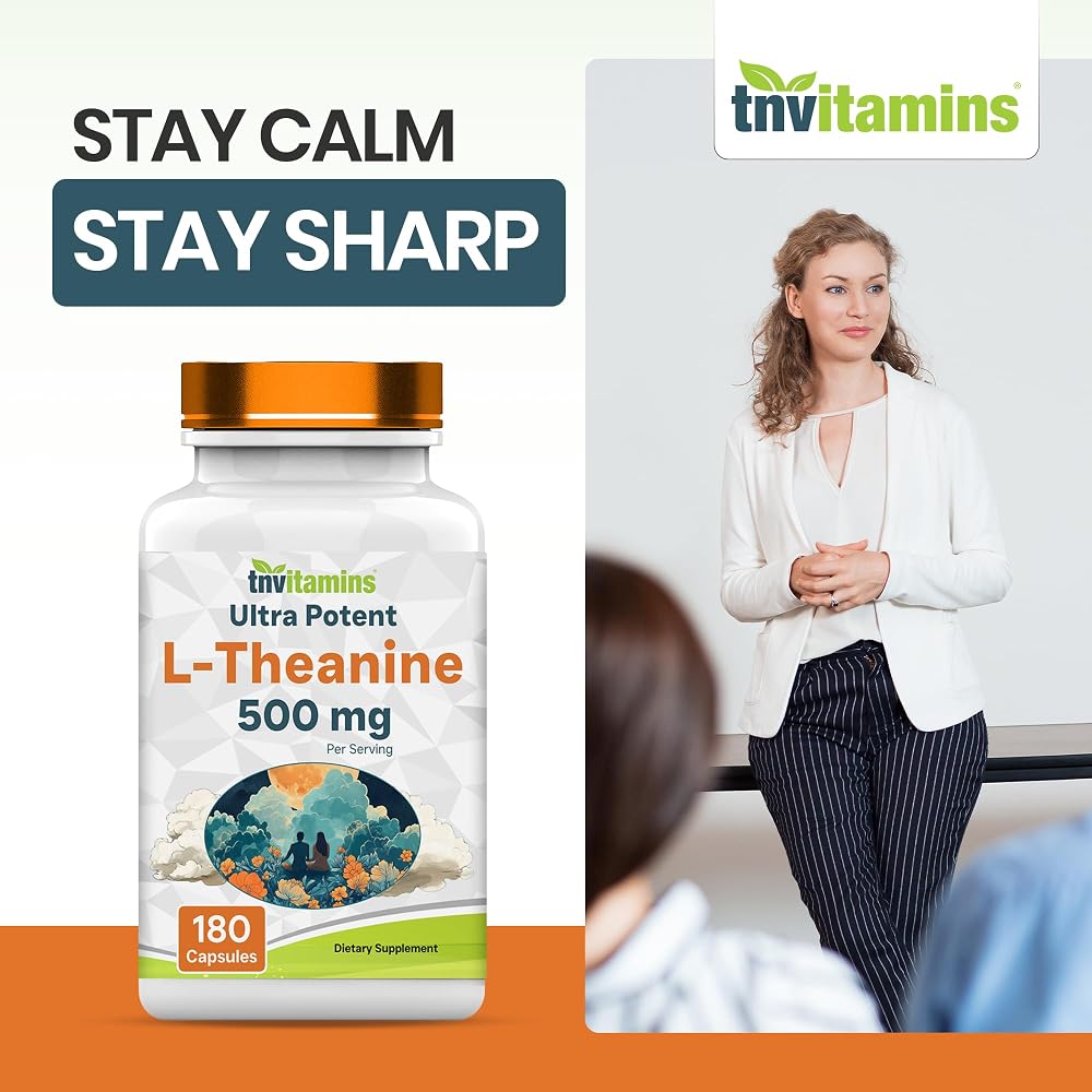 tnvitamins L-Theanine 500 mg Capsules for Calm Focus - 180 Capsules - image 5