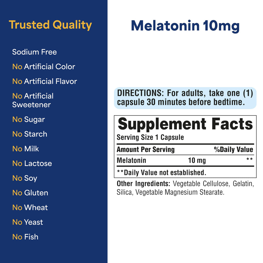 Puritan's Pride Melatonin 10mg Sleep Aid - 240 Capsules - image 6