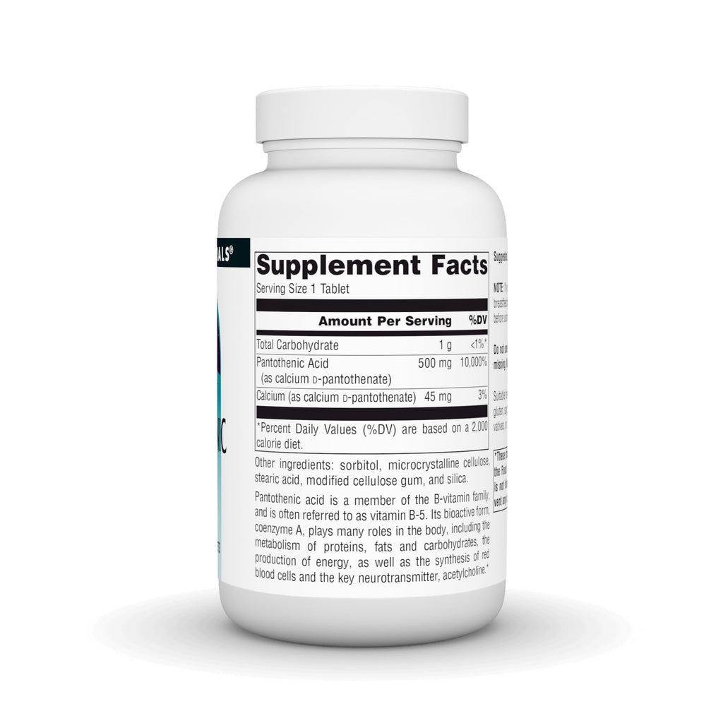Source Naturals Pantothenic Acid Vitamin B-5 500 mg - 100 Tablets - image 3
